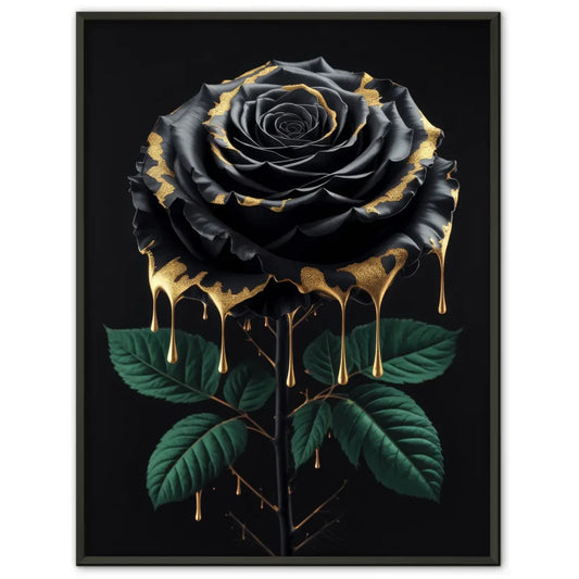 Schwarze Rose Poster mit goldenen Akzenten und Eleganz