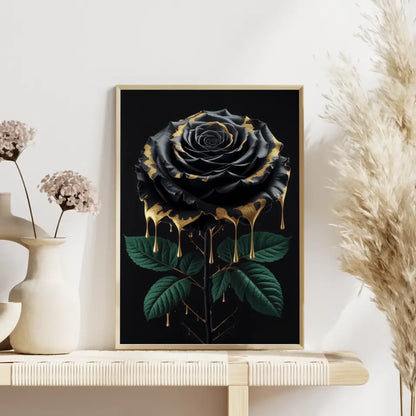 Schwarze Rose Poster mit goldenen Akzenten und Eleganz 4
