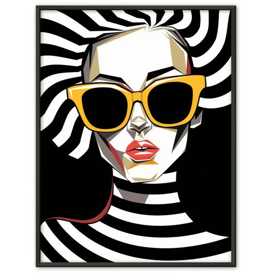 Abstraktes Poster weibliches Gesicht in Schwarz Weiß 1