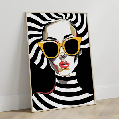 Abstraktes Poster weibliches Gesicht in Schwarz Weiß 3