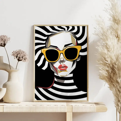 Abstraktes Poster weibliches Gesicht in Schwarz Weiß 4