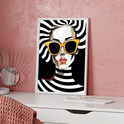 Abstraktes Poster weibliches Gesicht in Schwarz Weiß 5