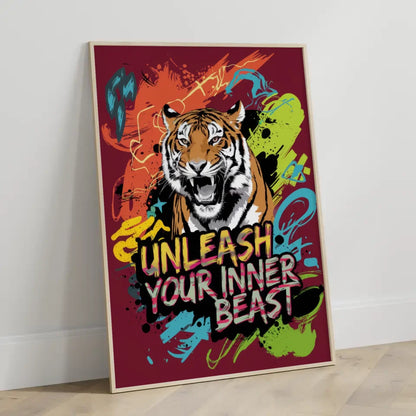 Brüllender Tiger Poster mit abstrakten Formen und Farben 3