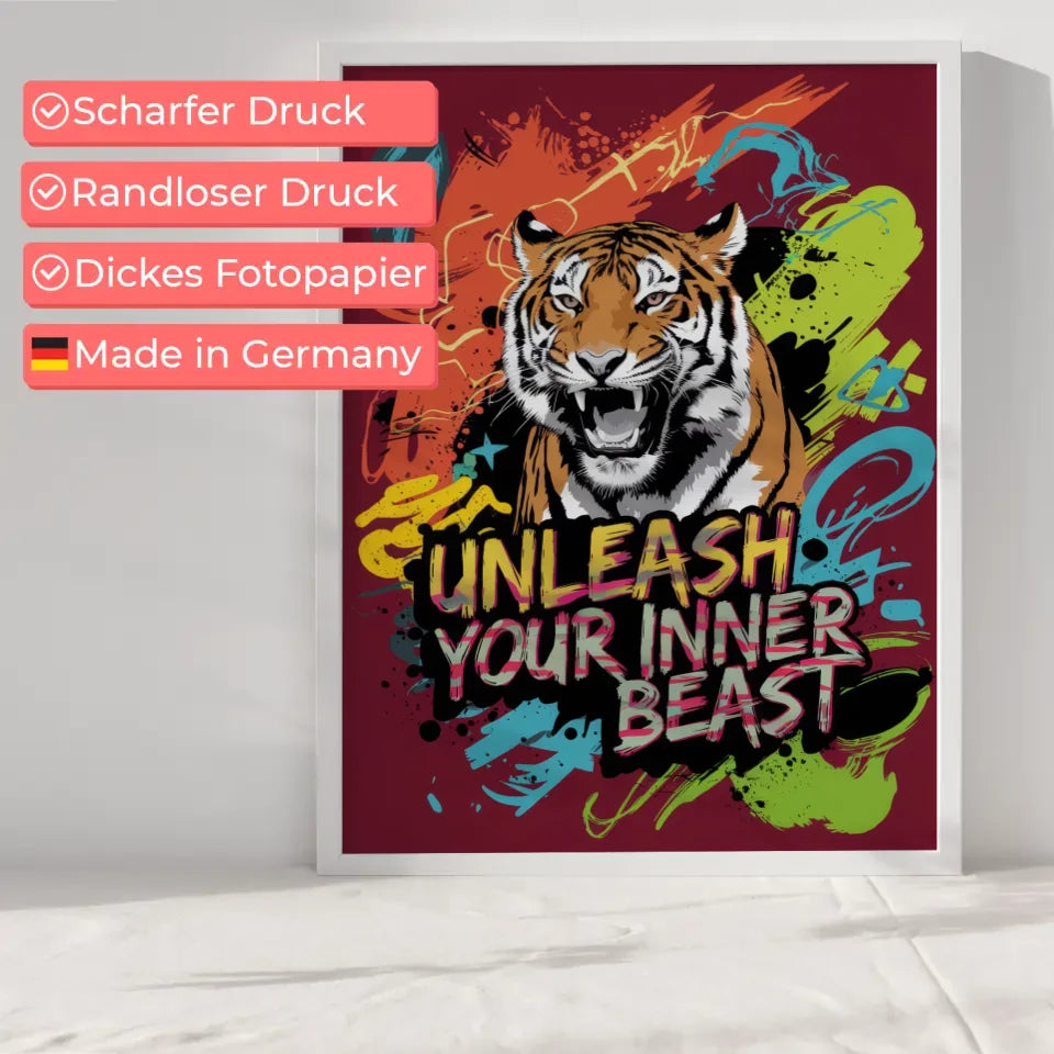 Brüllender Tiger Poster mit abstrakten Formen und Farben 6