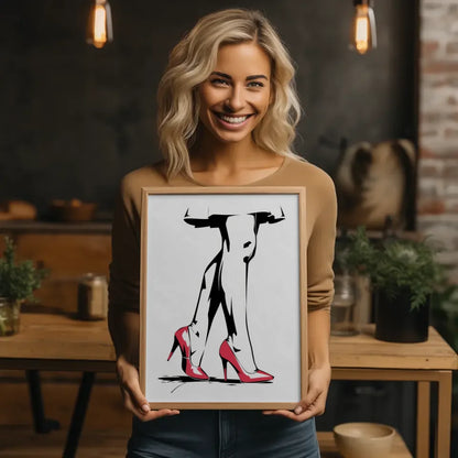 Vintage Poster einer eleganten Frau mit Feder 1950er Jahre 2