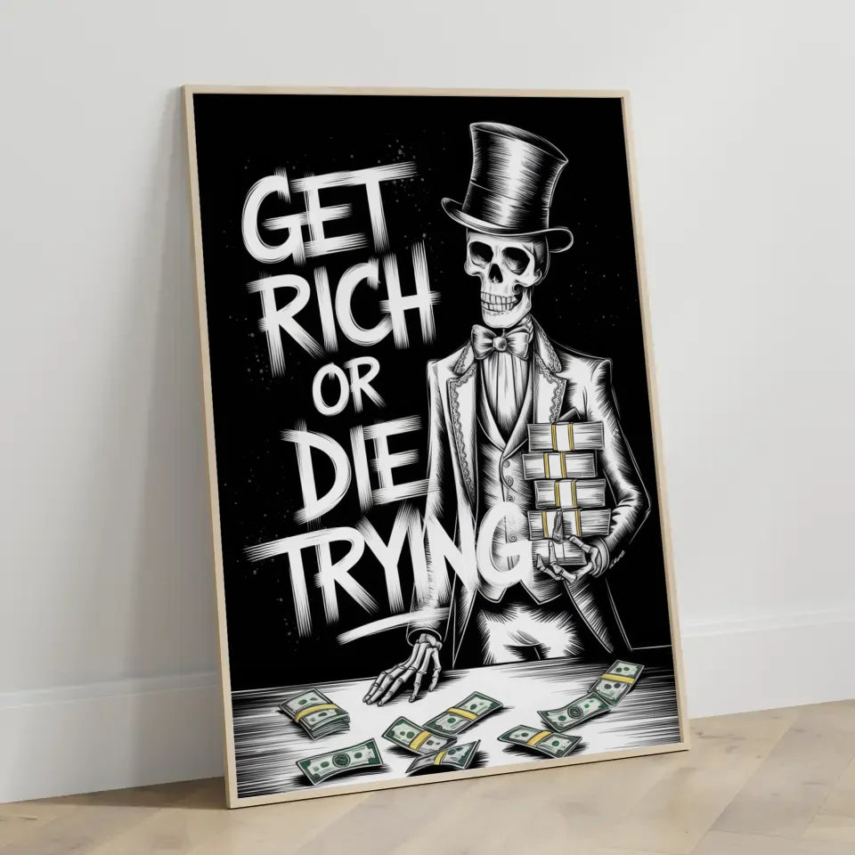 Reicher Traum Poster mit Skelett und Graffiti Stil