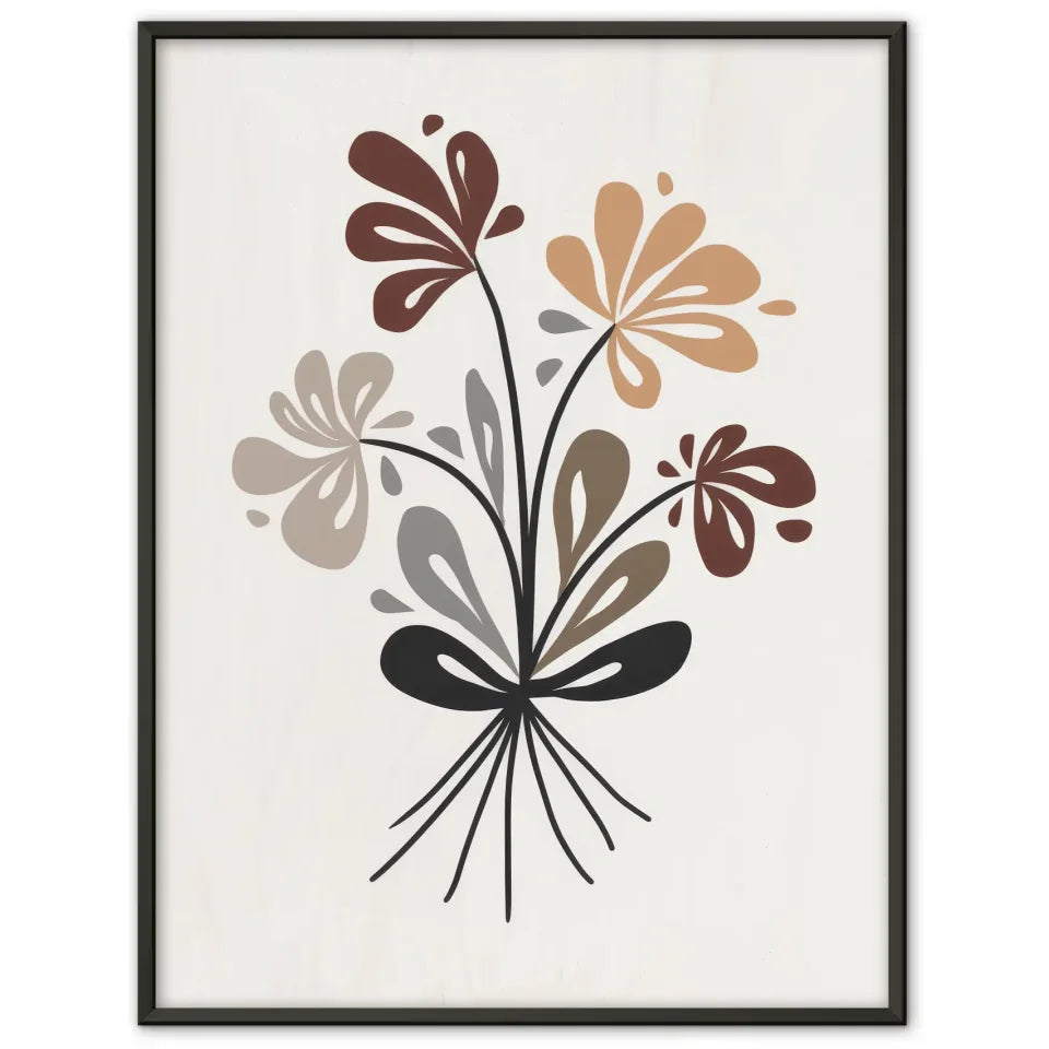 Abstraktes Blumen Poster im Bohème-Stil mit leuchtenden Farben 1