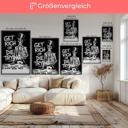 Reicher Traum Poster mit Skelett und Graffiti Stil