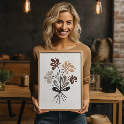 Abstraktes Blumen Poster im Bohème-Stil mit leuchtenden Farben 2