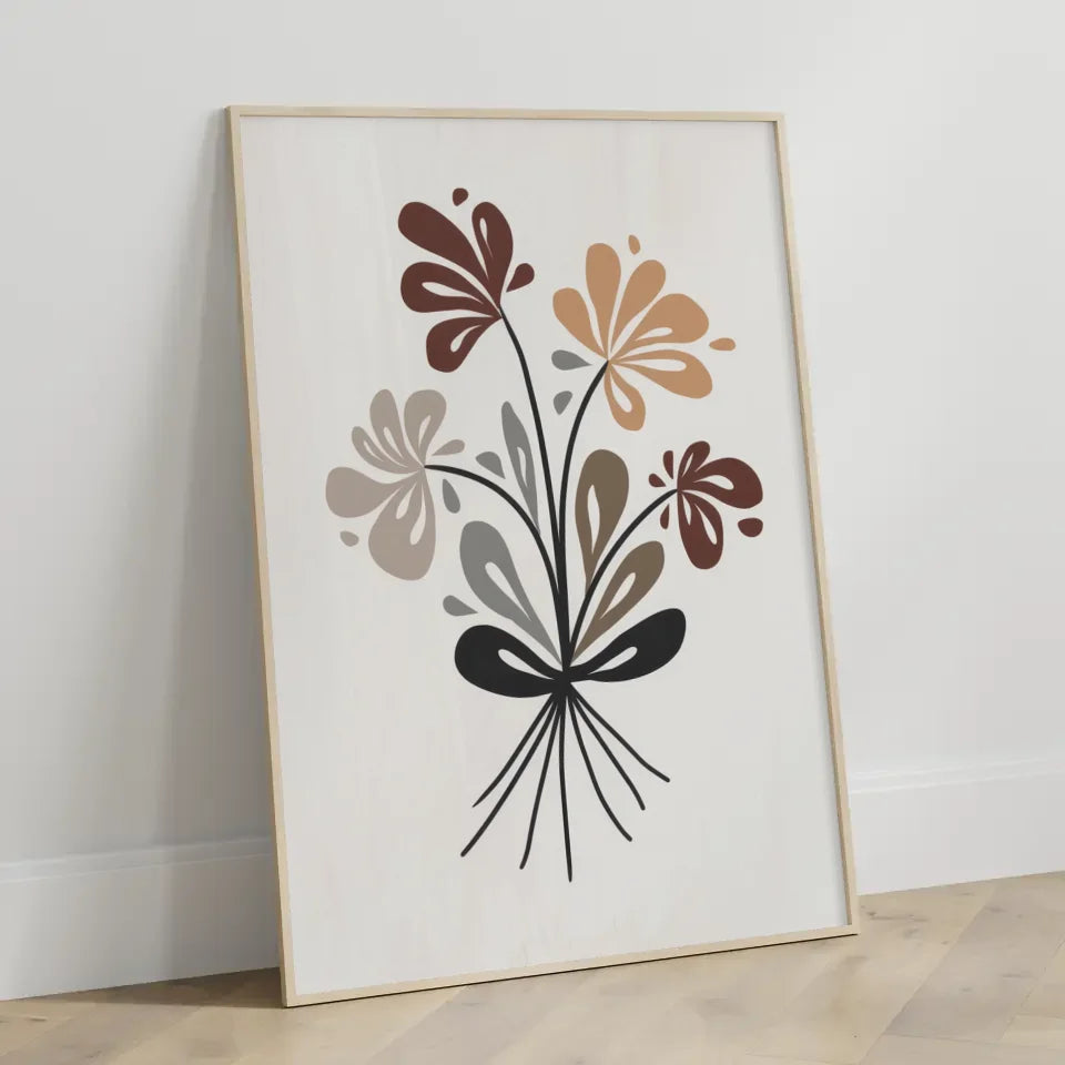 Abstraktes Blumen Poster im Bohème-Stil mit leuchtenden Farben 3