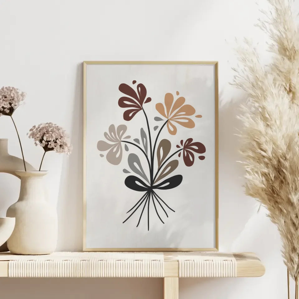 Abstraktes Blumen Poster im Bohème-Stil mit leuchtenden Farben 4