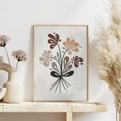 Abstraktes Blumen Poster im Bohème-Stil mit leuchtenden Farben 4