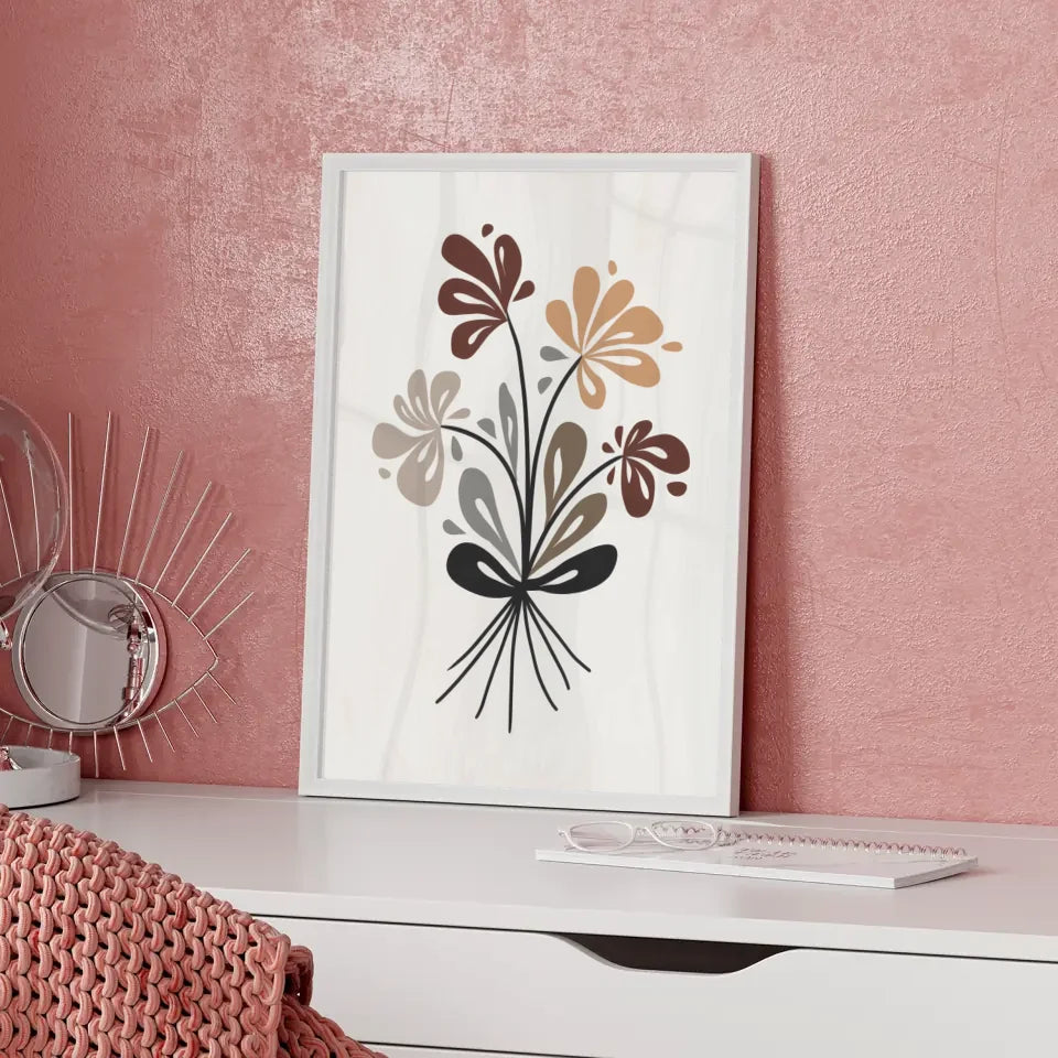 Abstraktes Blumen Poster im Bohème-Stil mit leuchtenden Farben 5