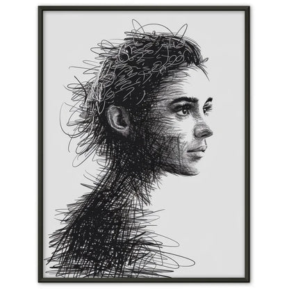 Künstlerischer Poster mit Linienkunst eines Gesichts im Profil 1