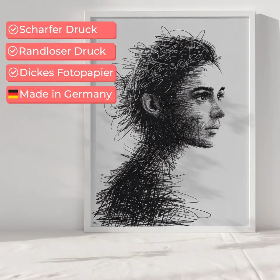 Künstlerischer Poster mit Linienkunst eines Gesichts im Profil 6