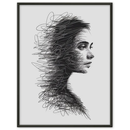 Poster mit weiblichem Gesichtsprofil aus Linien 1