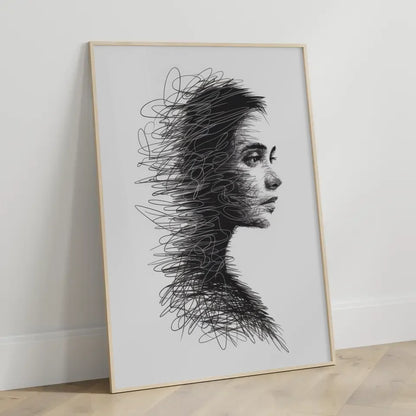 Poster mit weiblichem Gesichtsprofil aus Linien 3