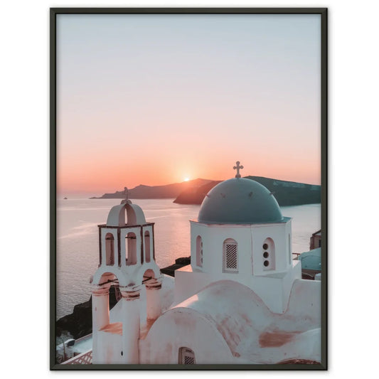 Harmonischer Sonnenuntergang Poster mit griechischer Architektur 1