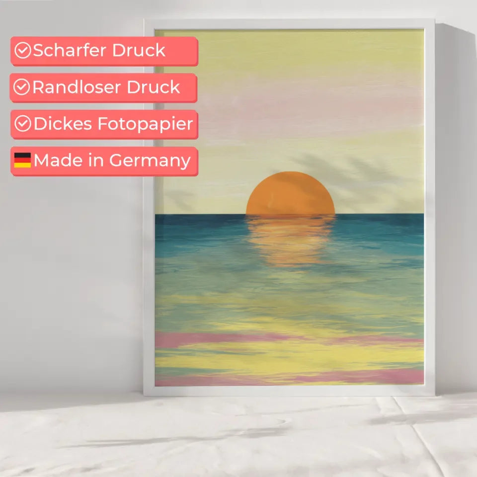 Poster von ruhiger Meereslandschaft in Pastellfarben