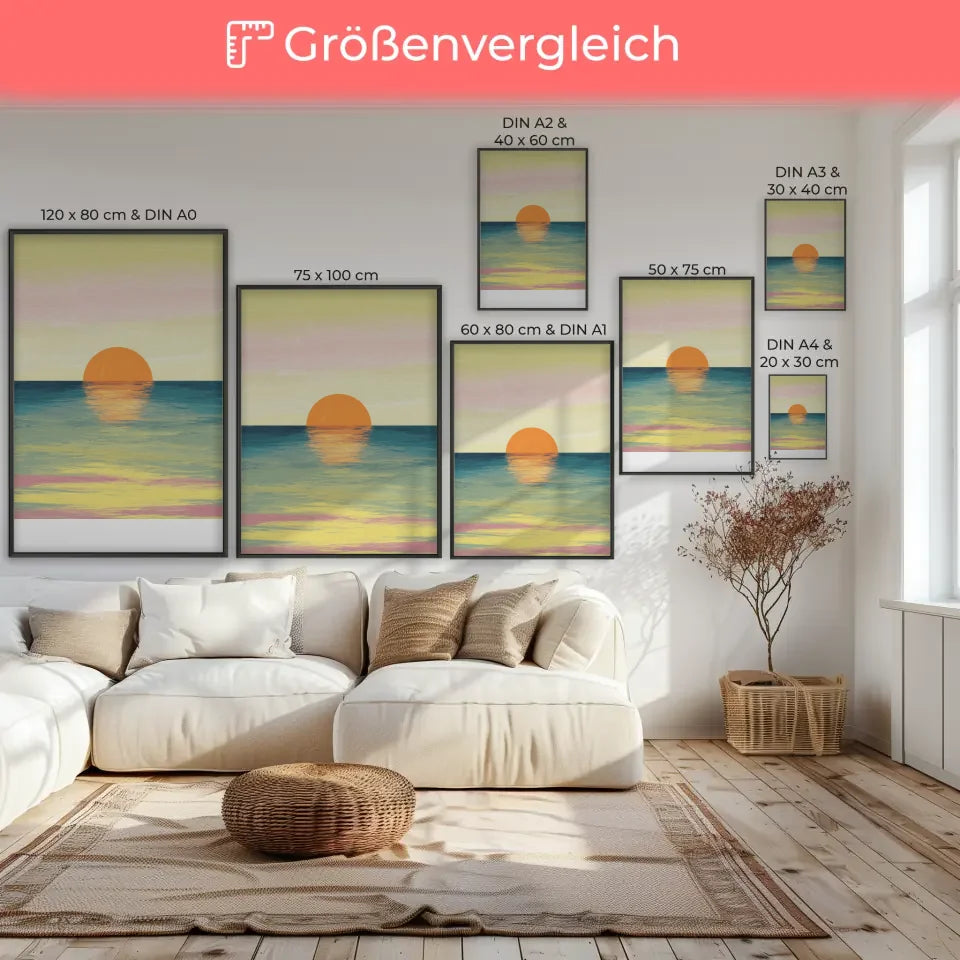 Poster von ruhiger Meereslandschaft in Pastellfarben