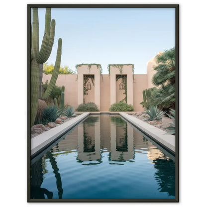 Kaktus Oase Poster mit ruhiger Wasserlandschaft 1