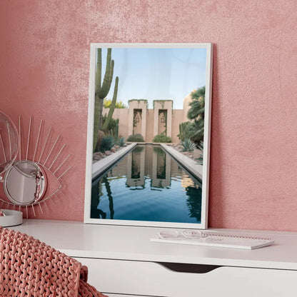 Kaktus Oase Poster mit ruhiger Wasserlandschaft 5