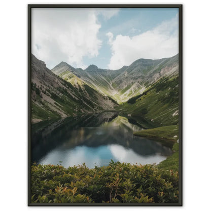 Berglandschaft Poster mit unberührtem See und Naturdetails 1