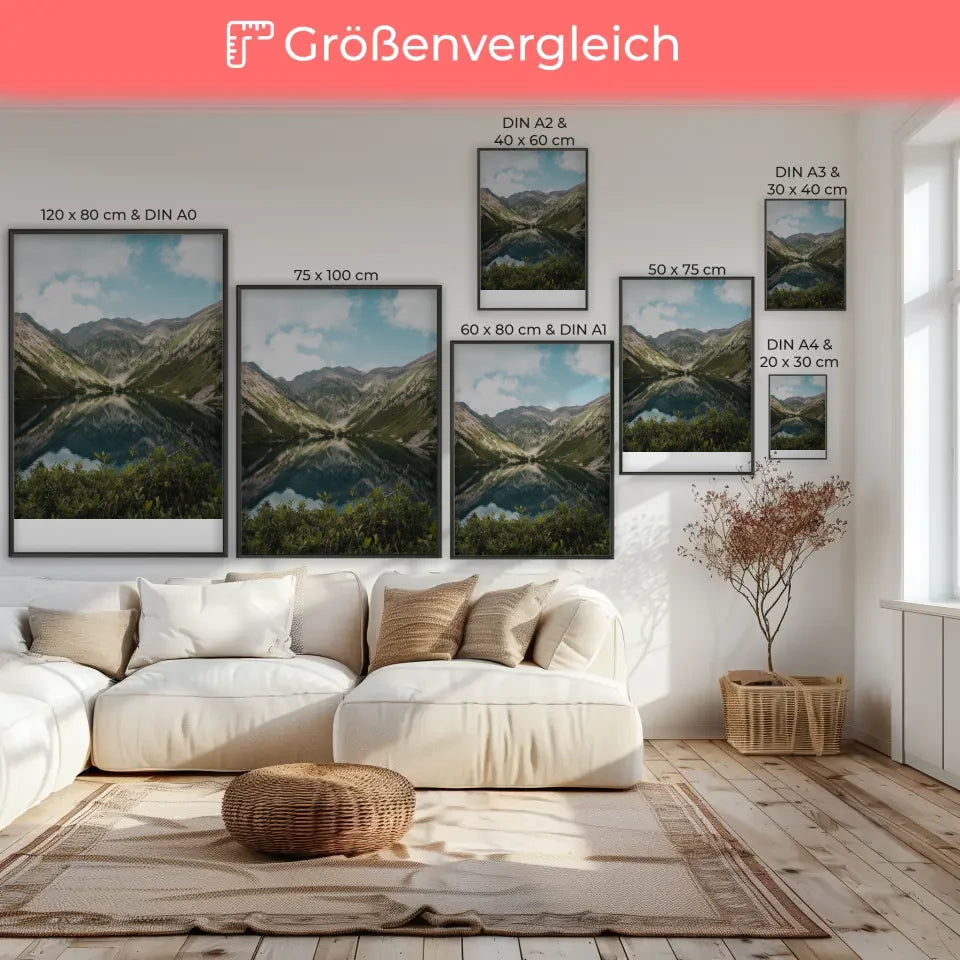 Berglandschaft Poster mit unberührtem See und Himmel 7