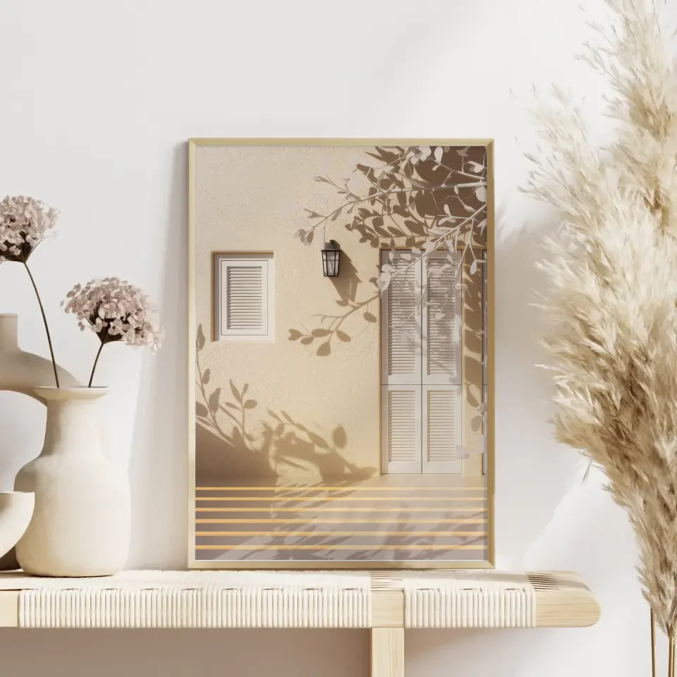 Ruhevolle Hauswand Poster mit natürlichen Details 4