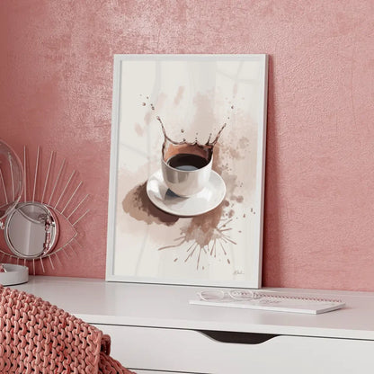 Abstrakter Poster mit Keramiktasse und Spritzmuster Kunstwerk 5