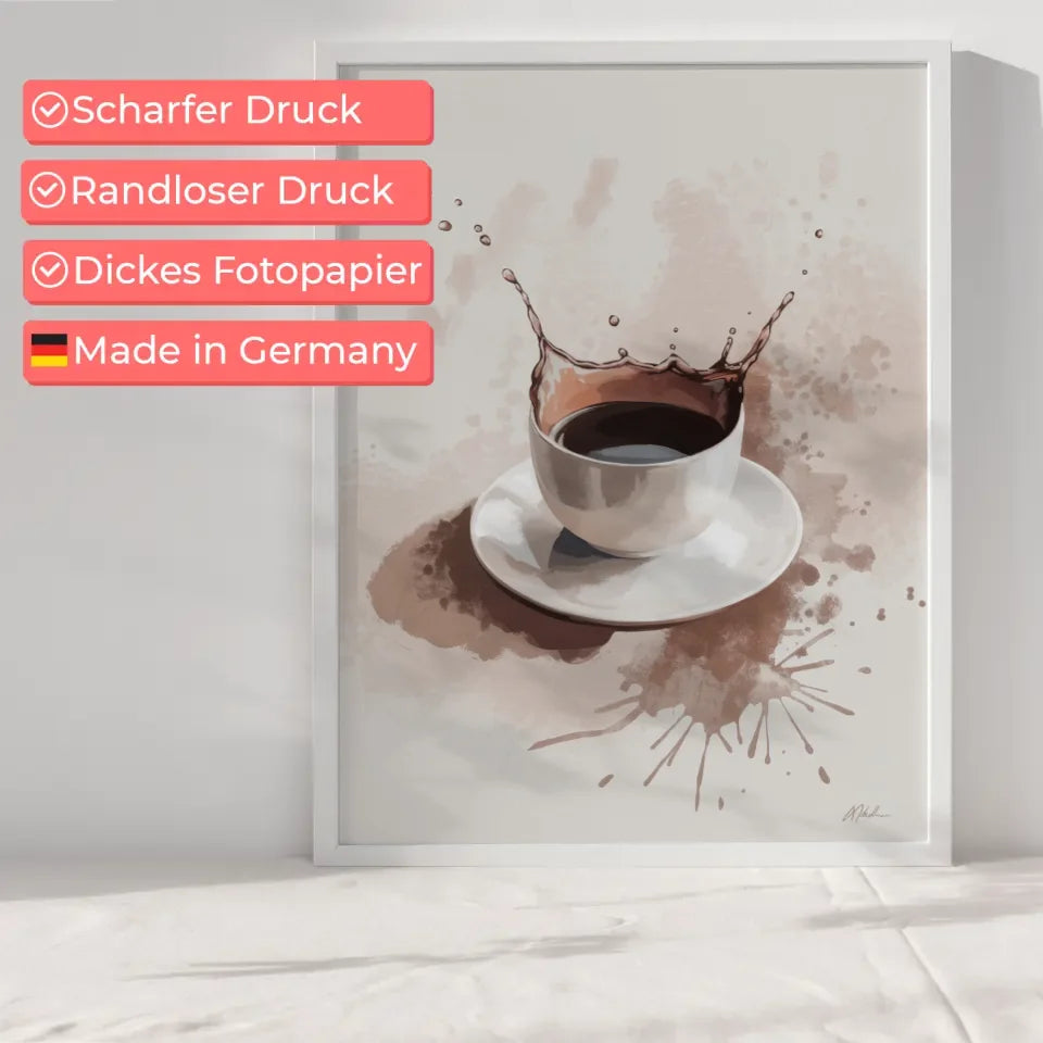 Abstrakter Poster mit Keramiktasse und Spritzmuster Kunstwerk 6