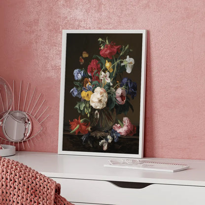 Blumen Poster Stillleben mit Schmetterlingen und Schnecke 5