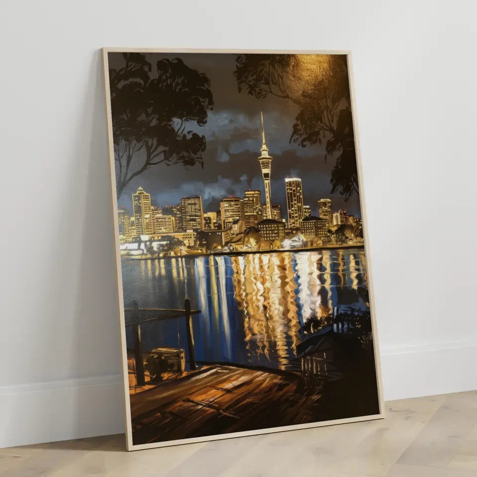 Poster Auckland bei Nacht im Rembrandt-Stil für dein Zuhause 3