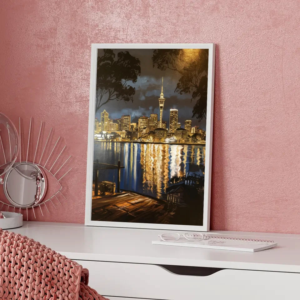 Poster Auckland bei Nacht im Rembrandt-Stil für dein Zuhause 5