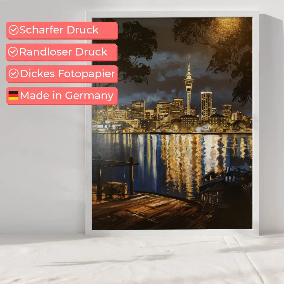 Poster Auckland bei Nacht im Rembrandt-Stil für dein Zuhause 6