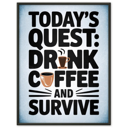 Skurriles Poster Kaffee Quest mit witziger Typografie und Farben