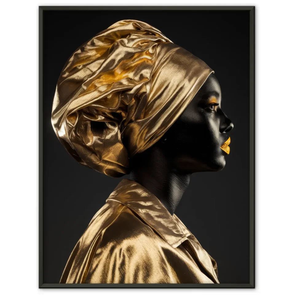 Geheimnisvoller Poster einer Person mit goldschimmerndem Kopfschmuck 1
