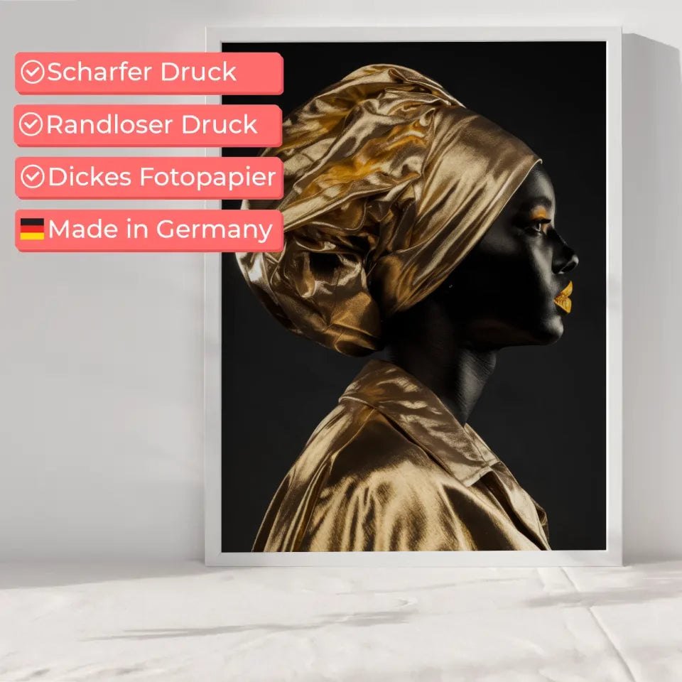 Geheimnisvoller Poster einer Person mit goldschimmerndem Kopfschmuck 6