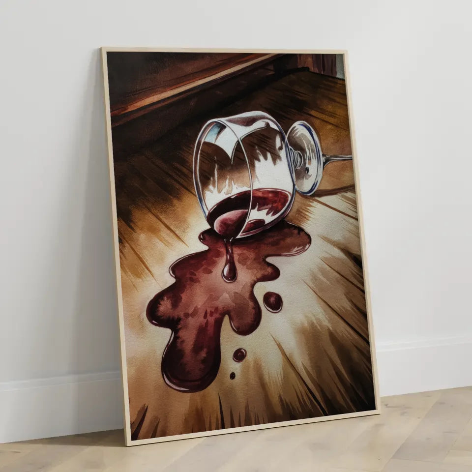 Avantgardistisches Poster einer Frau mit roten Lippen und Goldakzenten 3