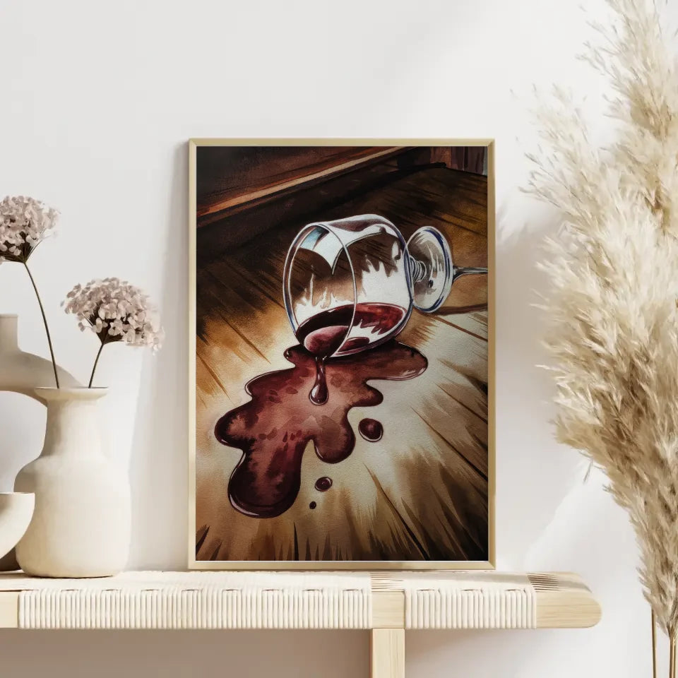 Avantgardistisches Poster einer Frau mit roten Lippen und Goldakzenten 4