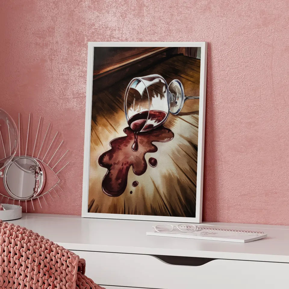 Avantgardistisches Poster einer Frau mit roten Lippen und Goldakzenten 5