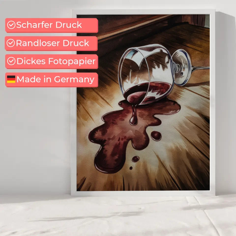 Avantgardistisches Poster einer Frau mit roten Lippen und Goldakzenten 6