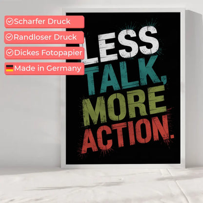 Inspirierendes Poster mit Motivationszitat Weniger reden mehr Action 6