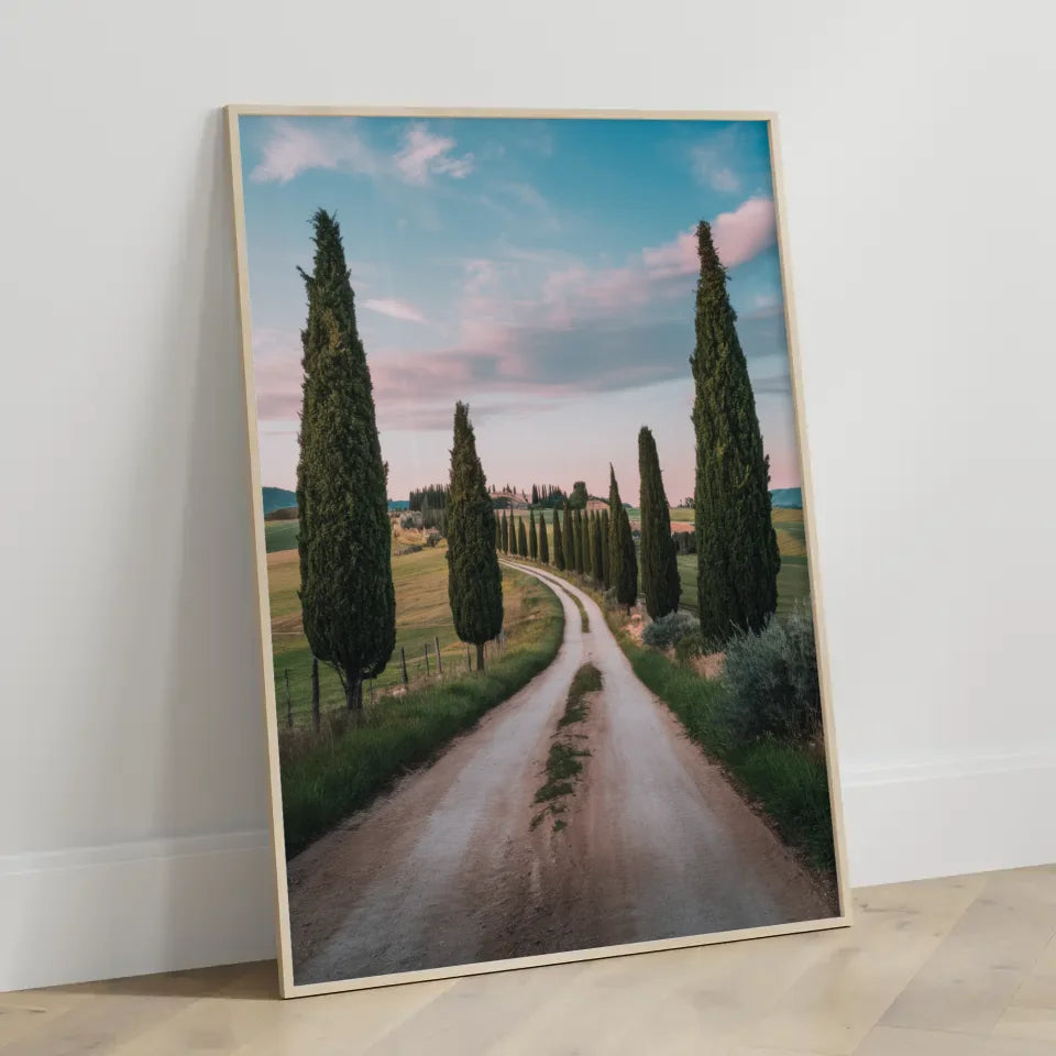 Heitere Landschaft mit Zypressen Poster für entspannten Wohnstil 3