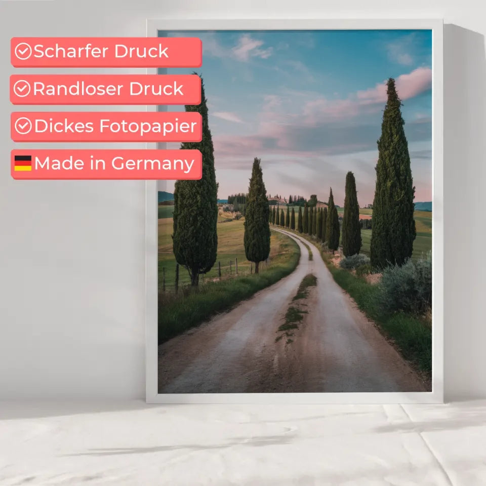 Heitere Landschaft mit Zypressen Poster für entspannten Wohnstil 6