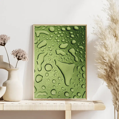 Glänzender Grünton Poster mit Wassertropfen auf glatter Oberfläche 4