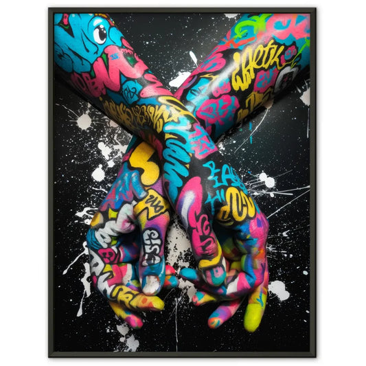 Bunte Graffiti Poster mit Händen im Street-Art Stil 1