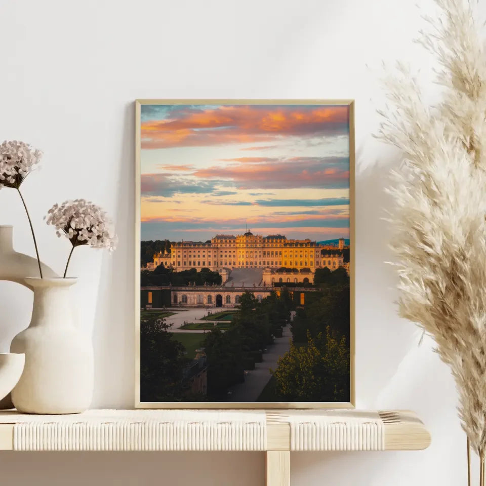 Poster Schloss Schönbrunn Panorama Bild zur Goldenen Stunde 4