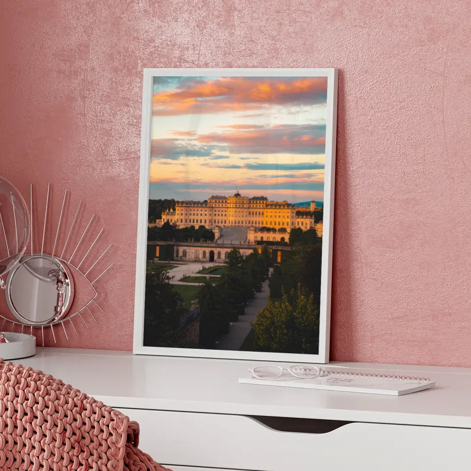 Poster Schloss Schönbrunn Panorama Bild zur Goldenen Stunde 5