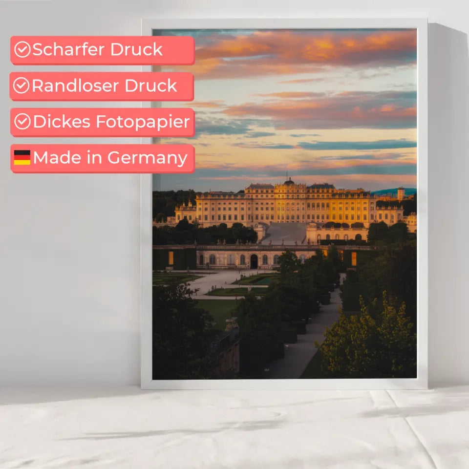 Poster Schloss Schönbrunn Panorama Bild zur Goldenen Stunde 6